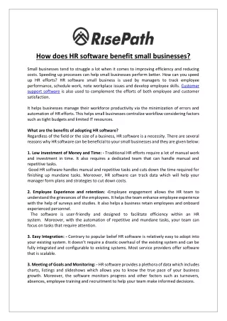 How does HR software benefit small businesses?