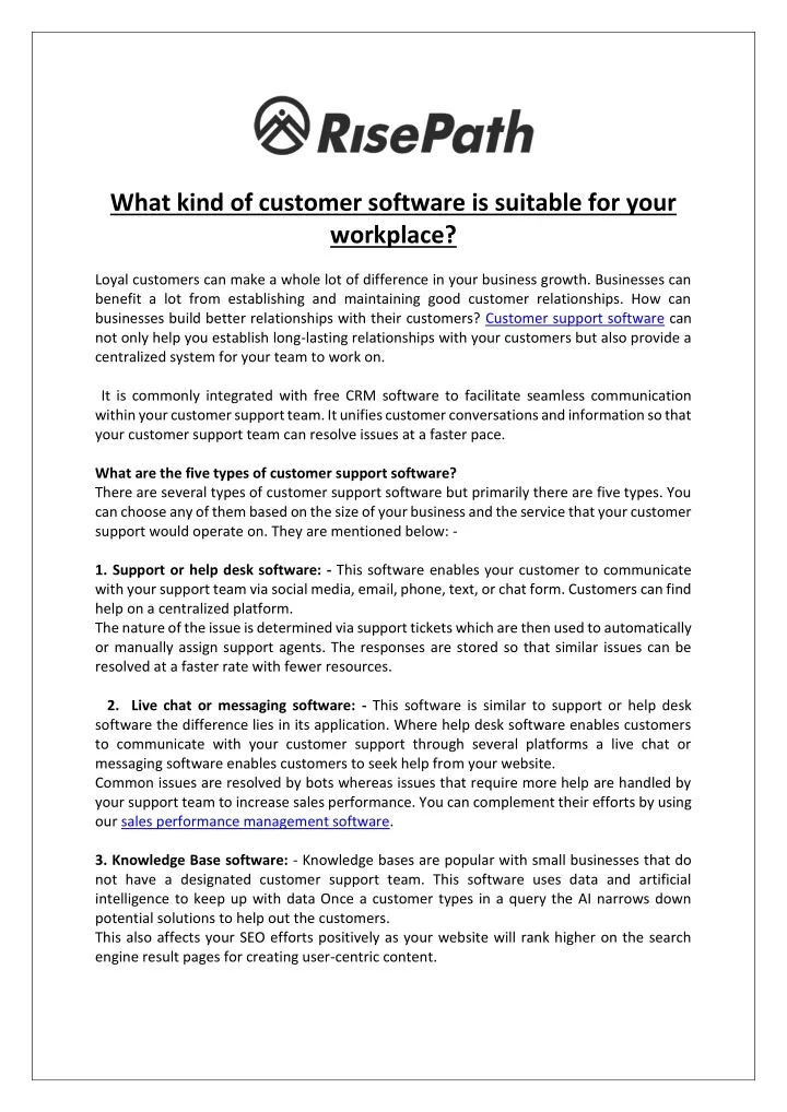 what kind of customer software is suitable