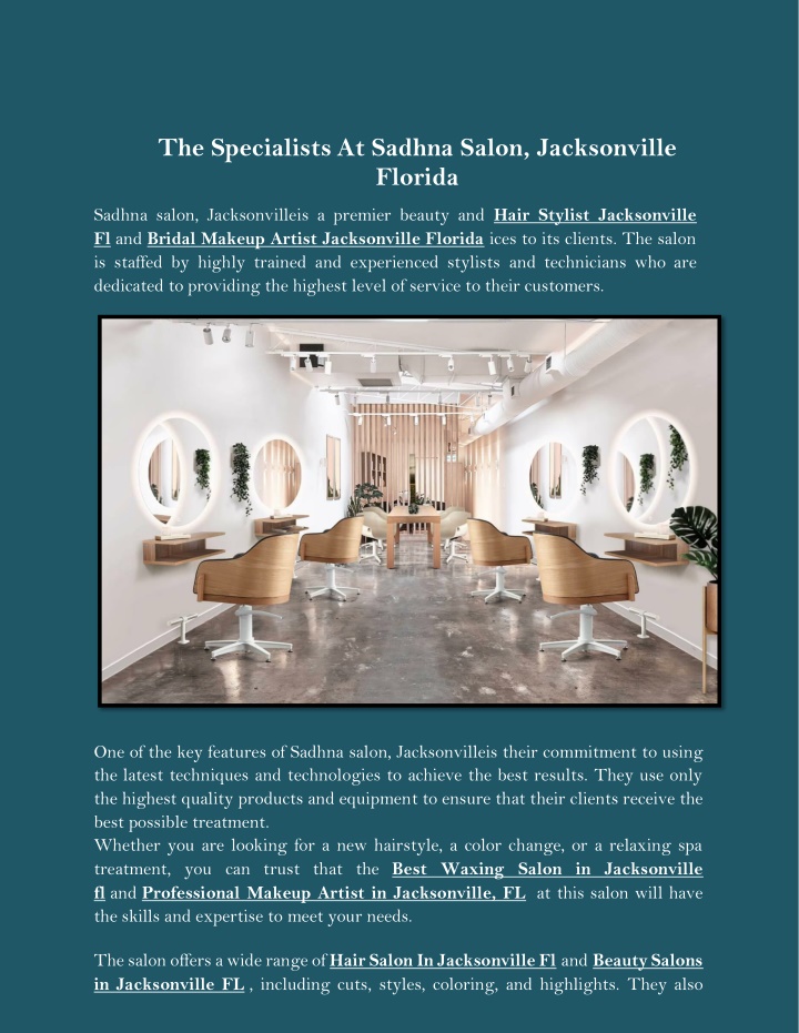 the specialists at sadhna salon jacksonville