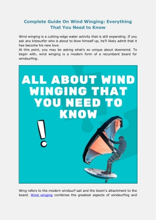Complete Guide On Wind Winging: Everything That You Need to Know