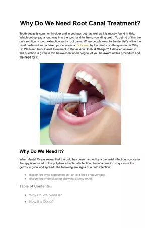 Why Do We Need Root Canal Treatment