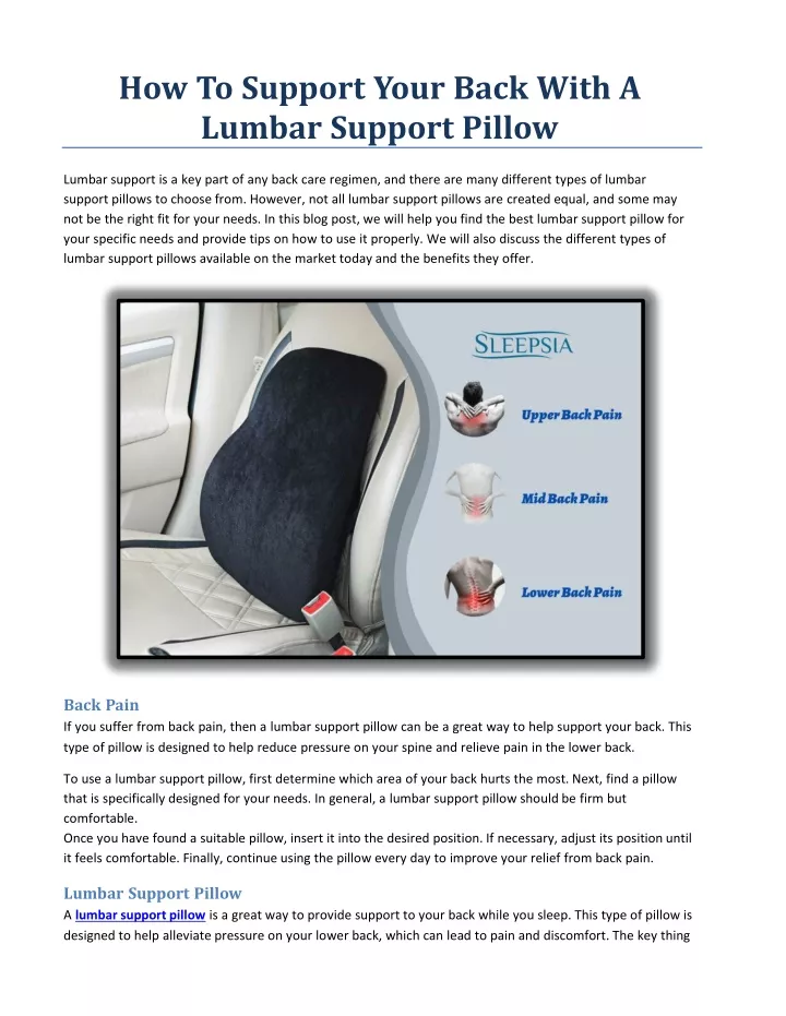 how to support your back with a lumbar support