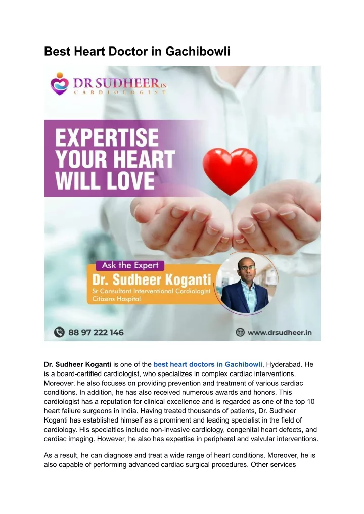 best heart doctor in gachibowli