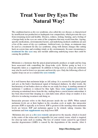 Treat Your Dry Eyes The Natural Way!