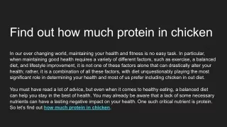 Find out how much protein in chicken