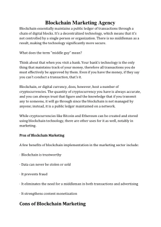 Blockchain Marketing Agency