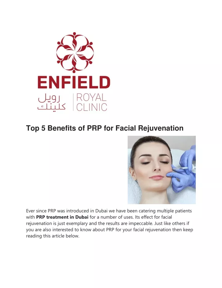 top 5 benefits of prp for facial rejuvenation