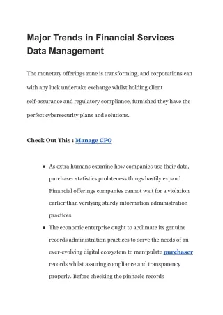 Major Trends in Financial Services Data Management