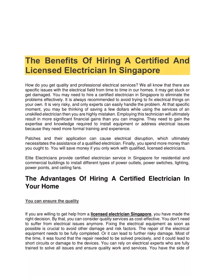 the benefits of hiring a certified and licensed