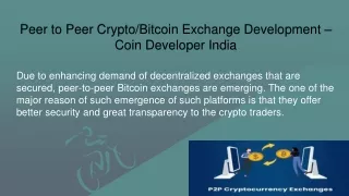 P2P Bitcoin Exchange Development Company - Coin Developer India