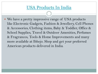 USA Products In India