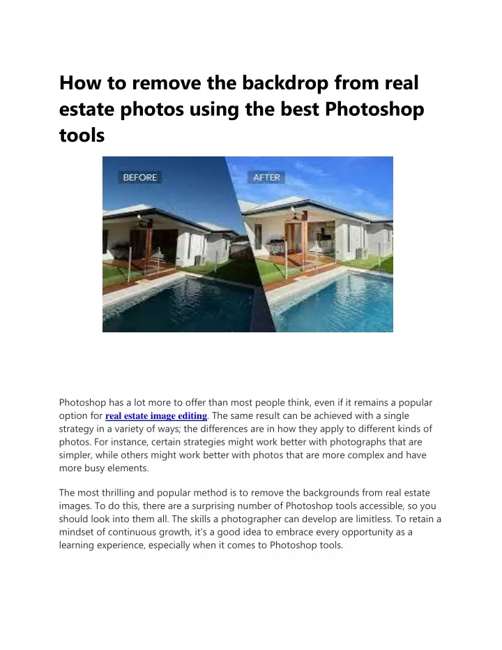 how to remove the backdrop from real estate