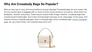 why are crossbody bags so popular