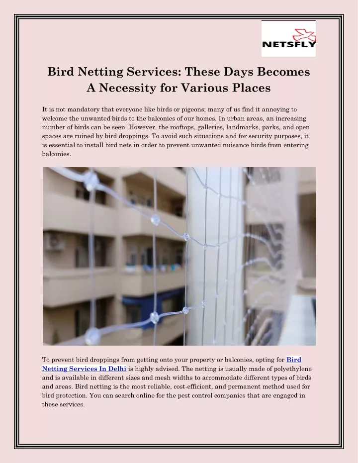 bird netting services these days becomes