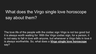 What does the Virgo single love horoscope say about them?
