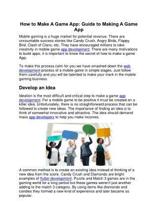 how to make a game app guide to making a game