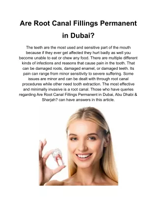 Are Root Canal Fillings Permanent in Dubai