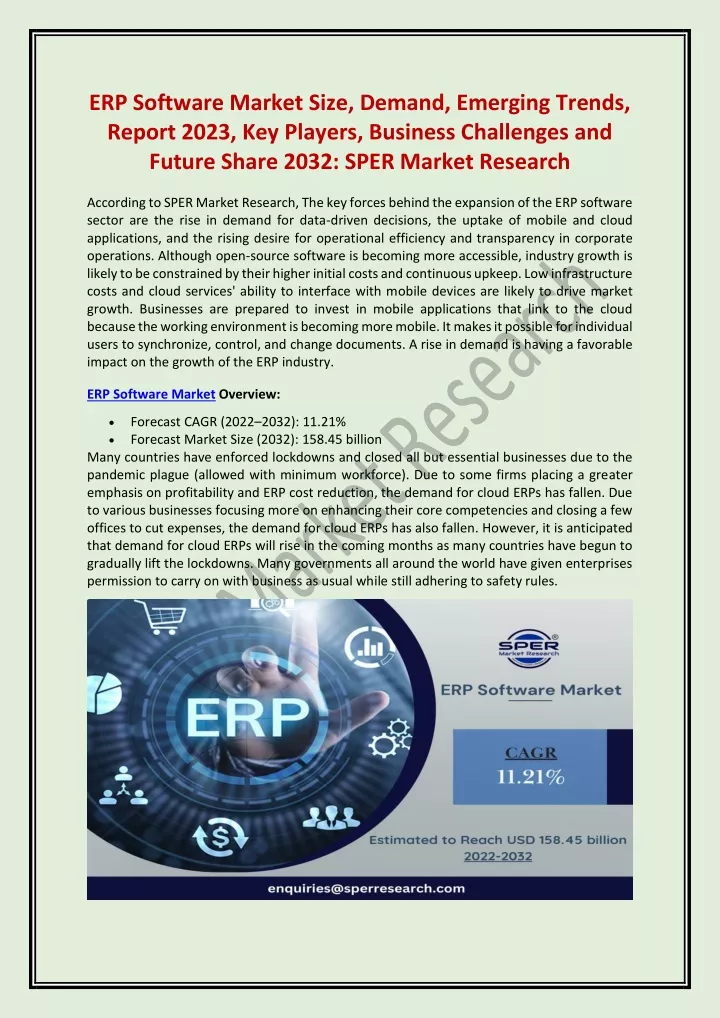 erp software market size demand emerging trends