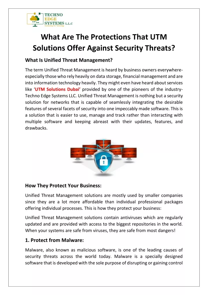 what are the protections that utm solutions offer