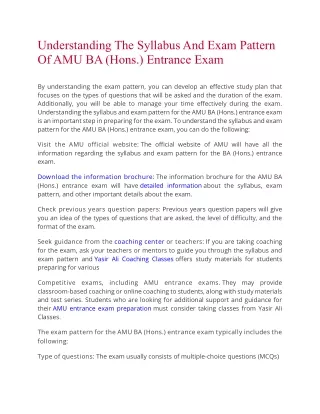 Understanding The Syllabus And Exam Pattern Of AMU BA