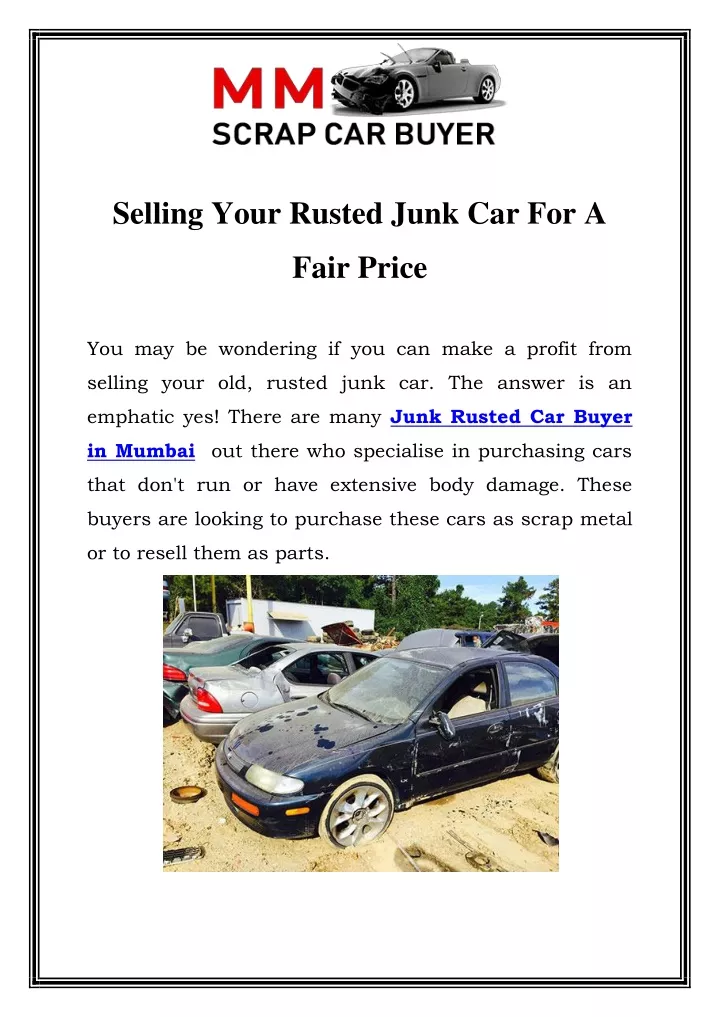selling your rusted junk car for a