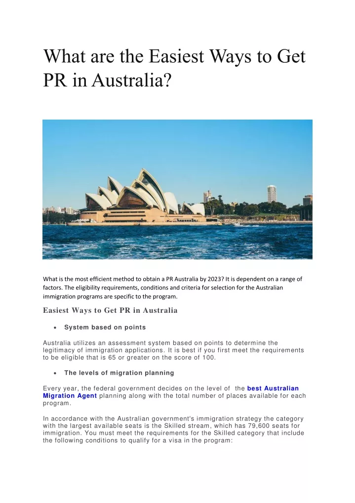 what are the easiest ways to get pr in australia