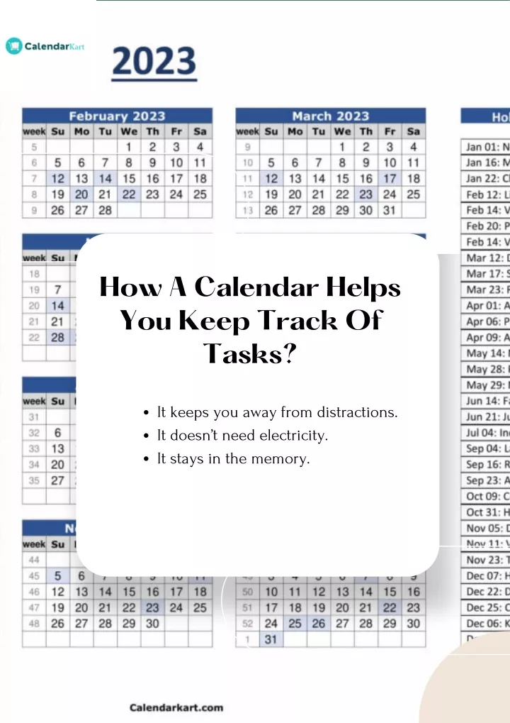 how a calendar helps you keep track of tasks