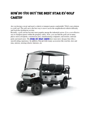How Do You Buy The Best Star Ev Golf Carts