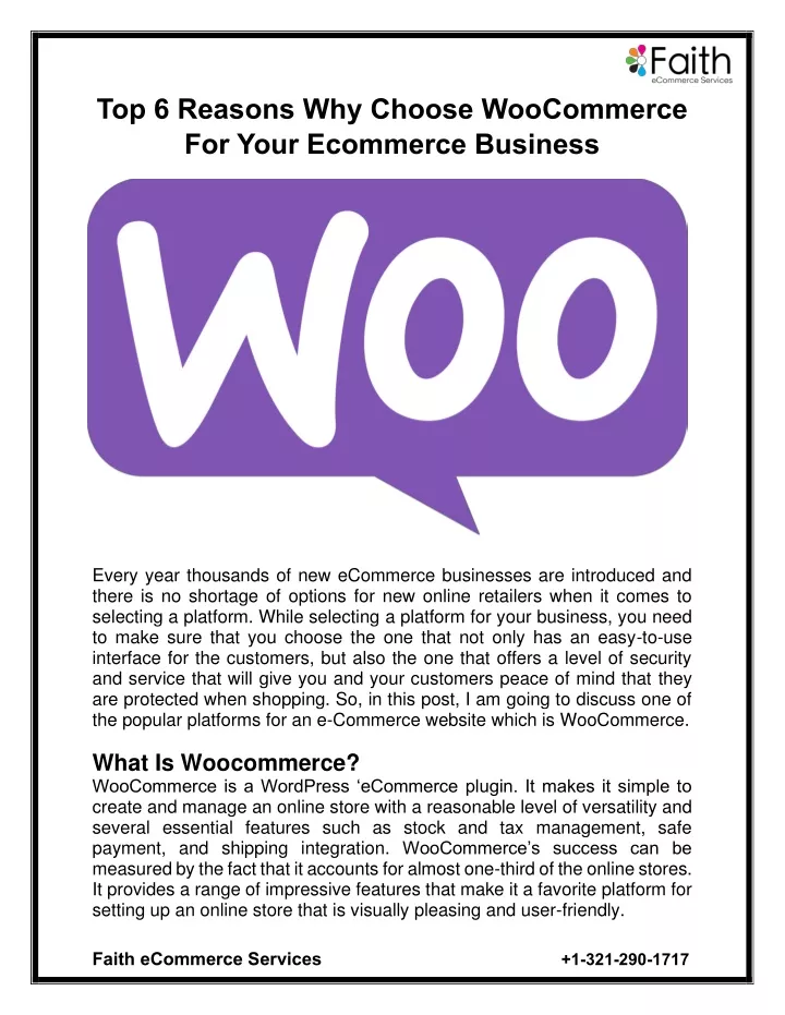 top 6 reasons why choose woocommerce for your