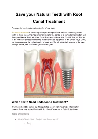 Save your Natural Teeth with Root Canal Treatment