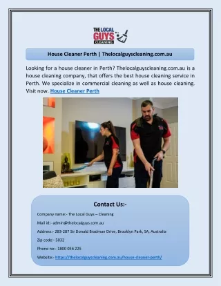 House Cleaner Perth | Thelocalguyscleaning.com.au