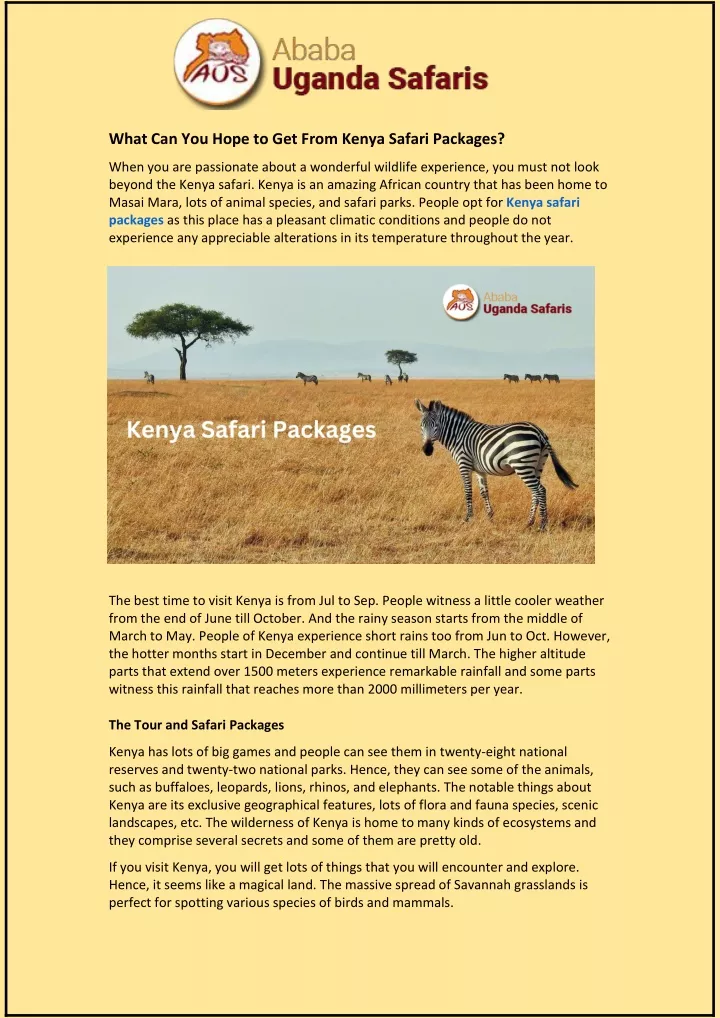 what can you hope to get from kenya safari