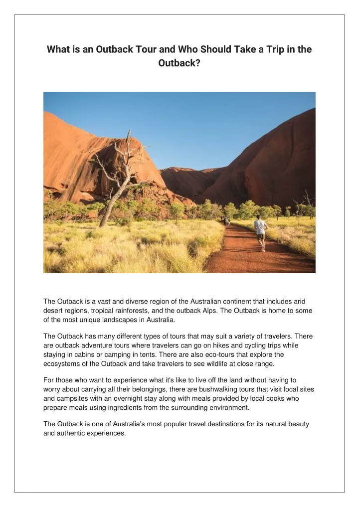 what is an outback tour and who should take