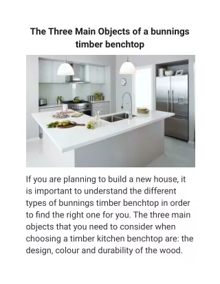 the three main objects of a bunnings timber