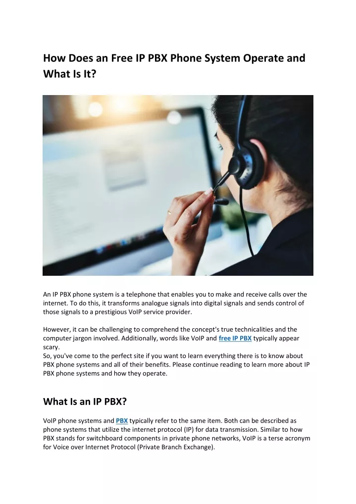 how does an free ip pbx phone system operate