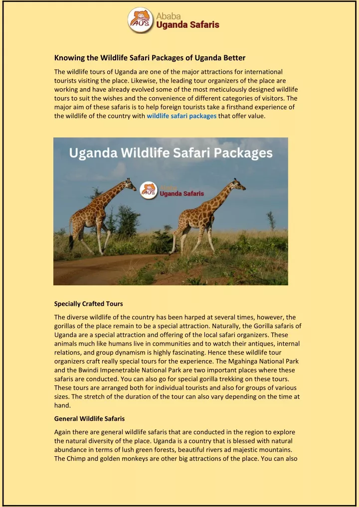 knowing the wildlife safari packages of uganda