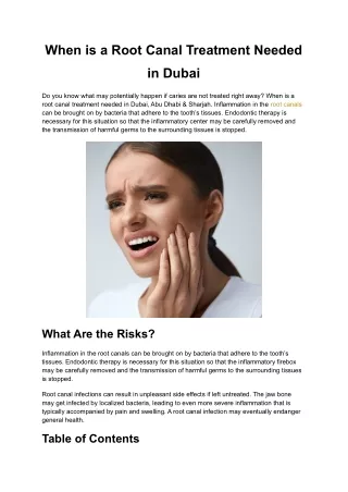 When is a Root Canal Treatment Needed in Dubai