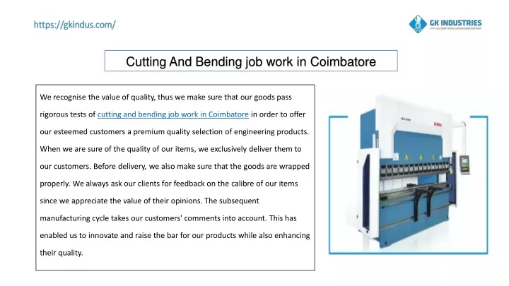 cutting and bending job work in coimbatore