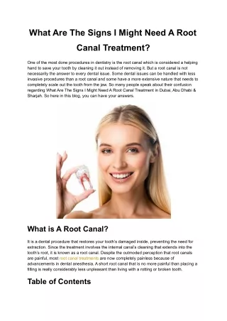 What Are The Signs I Might Need A Root Canal Treatment