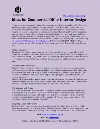 Ideas for Commercial Office Interior Design Singapore