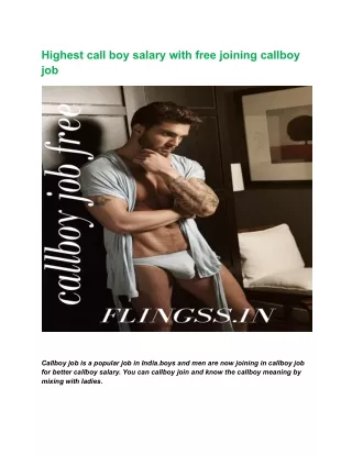 highest call boy salary with free joining callboy