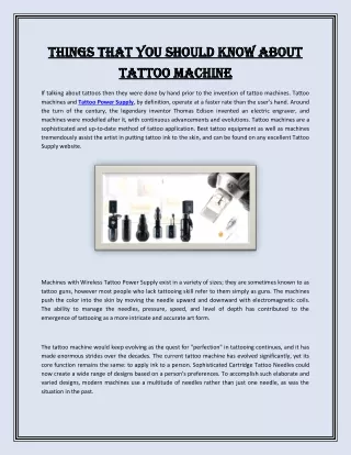 Things That You Should Know About Tattoo Machine