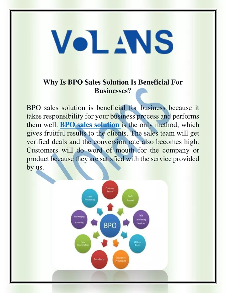 why is bpo sales solution is beneficial