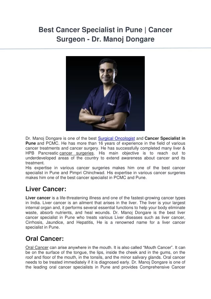 best cancer specialist in pune cancer surgeon