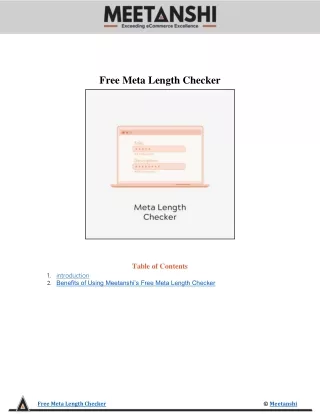 free meta length checker table of contents