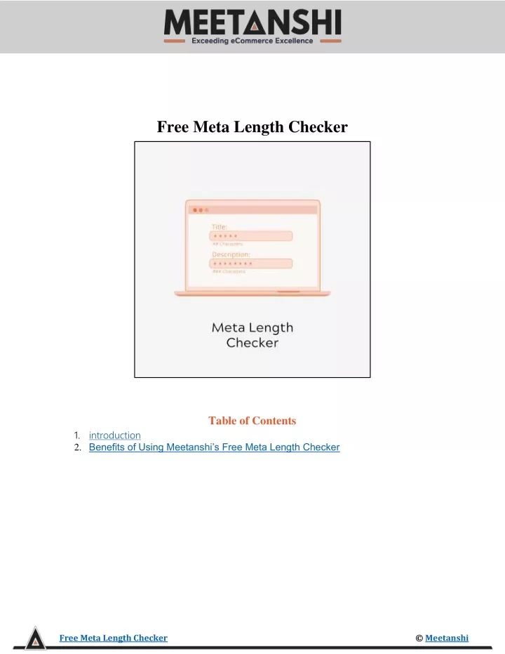 free meta length checker table of contents