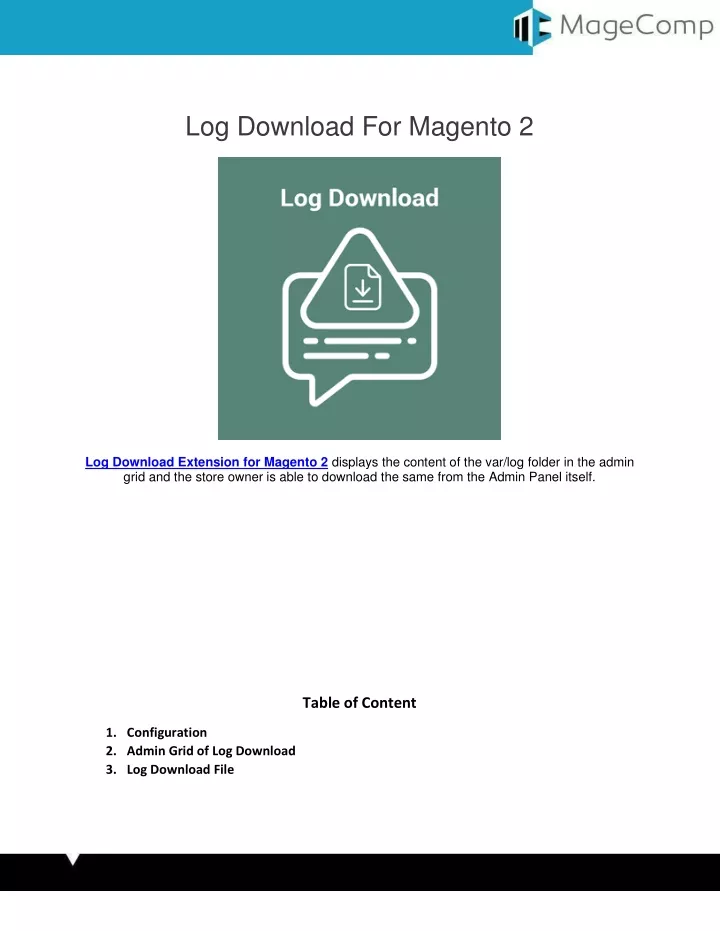 log download for magento 2
