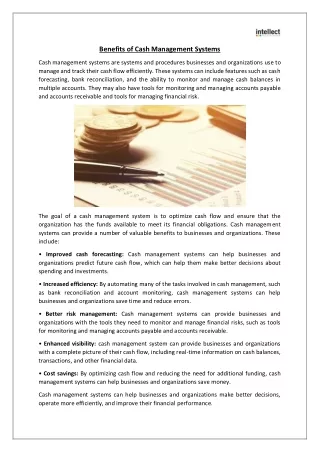 benefits of cash management systems