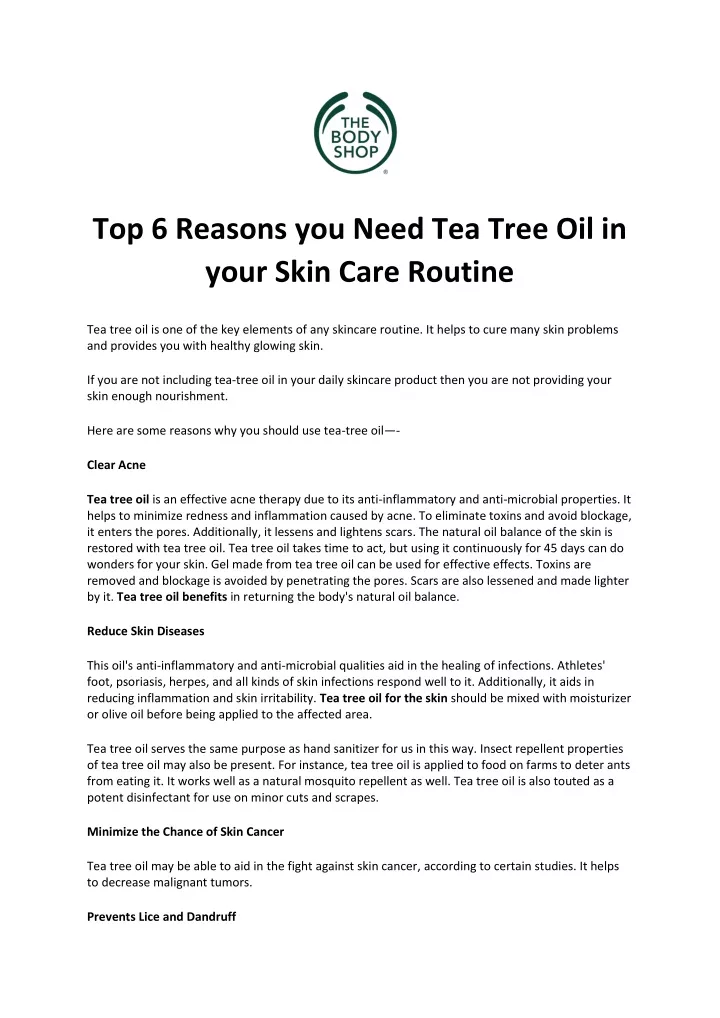 top 6 reasons you need tea tree oil in your skin