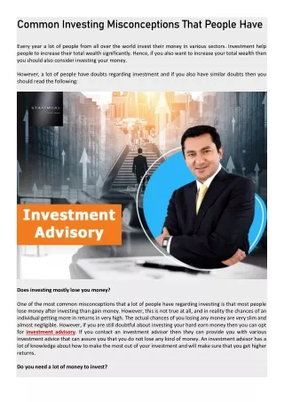 common investing misconceptions that people have